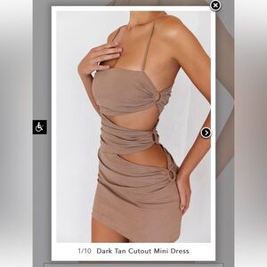 Elegant Tan Cutout Mini Dress